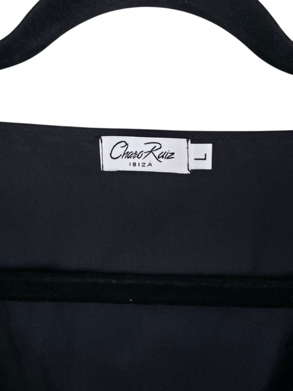 Charo Ruiz Clemence Dress Black V Neck Long Eyelet Puff Sleeve Maxi Size L - Picture 4 of 11